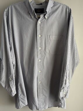 Men's Button-Down Dress Shirt in Blue and White Stripe